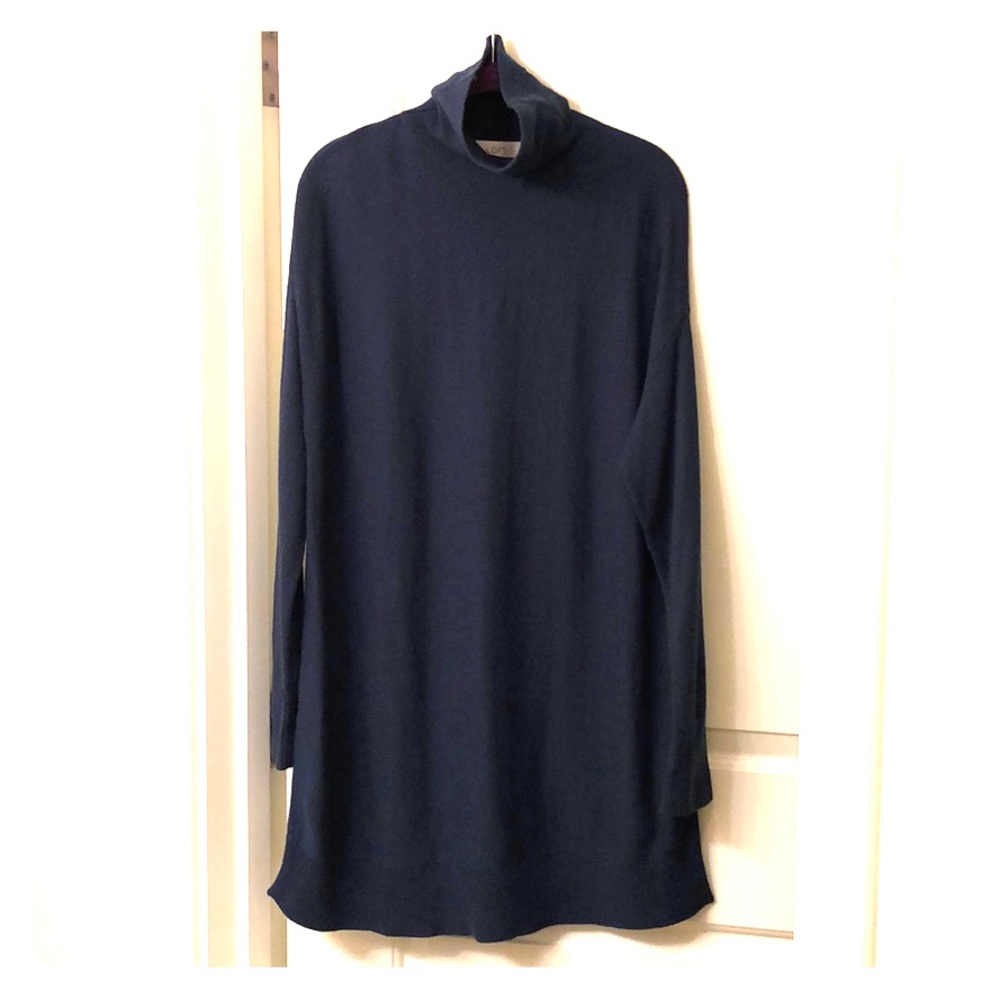 Deep blue jewel tone turtleneck tunic